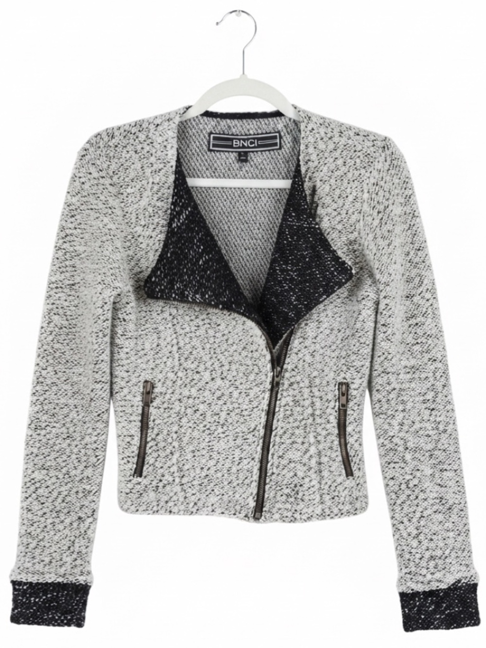 Cozy Chic Two-Tone Knit Motojacket Blazer XS/S